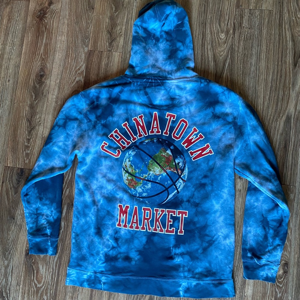 Chinatown Market Blue Tie Dye Globe Hoodie - Picture 4 of 5